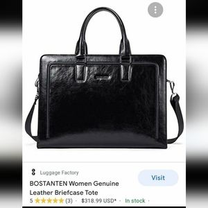 Bostanten Unisex Genuine Leather Black Briefcase Laptop Tote Business New